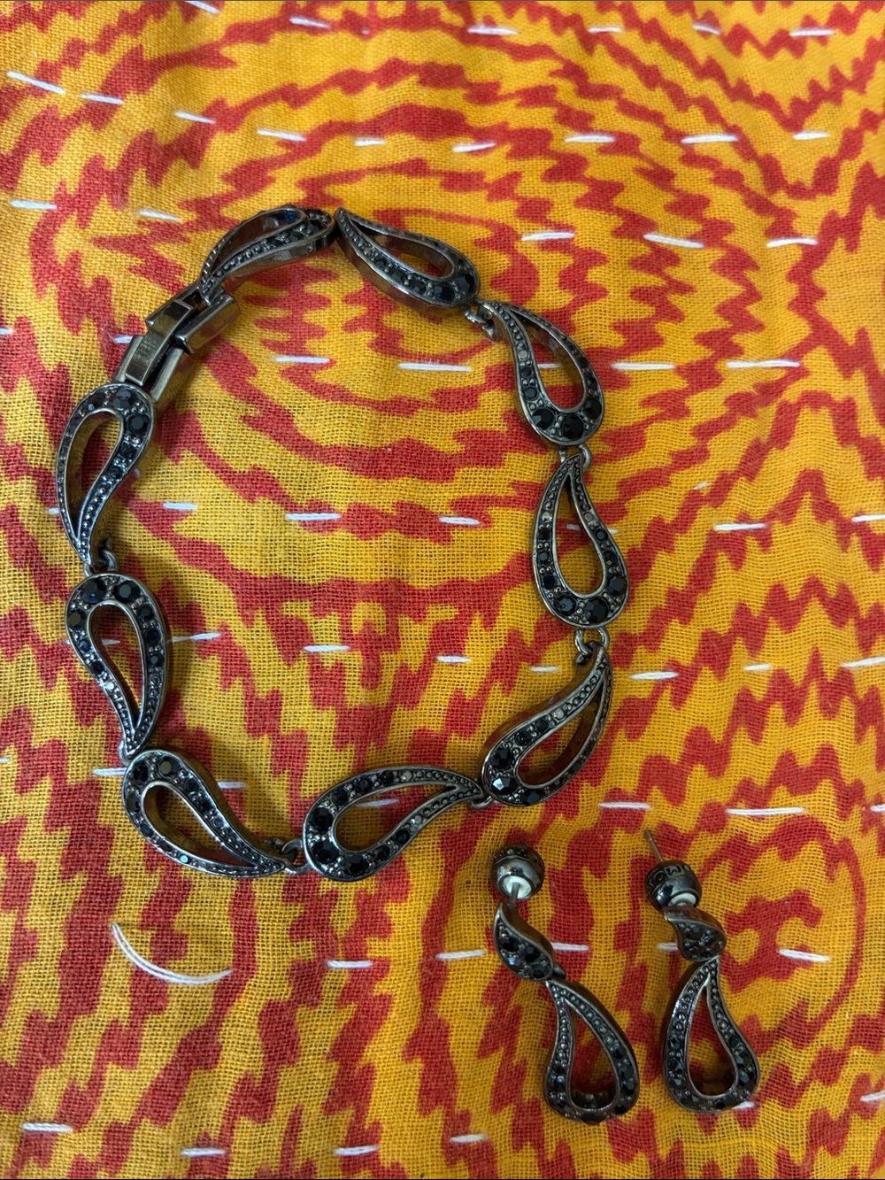 Monet jet bracelet and matching earrings